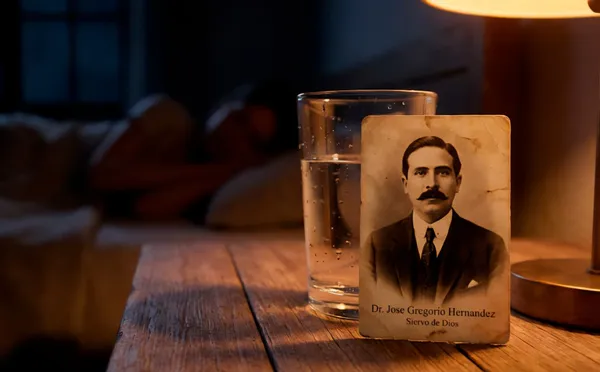 Representación mesita y vaso de agua